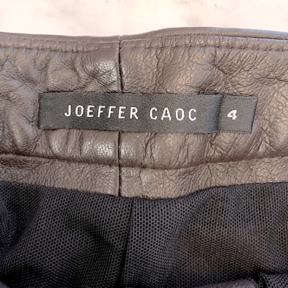 Joffer Caoc brown leather flat front pants with stretch cotton back size 4 - Picture 5 of 9
